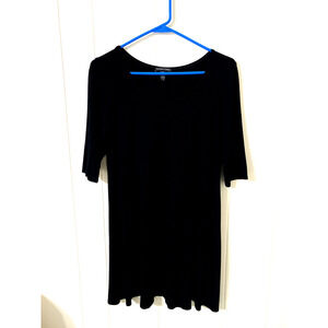 EILEEN FISHER Jersey Tunic Dress 3/4 Sleeve Viscose Blend Black Small Petite